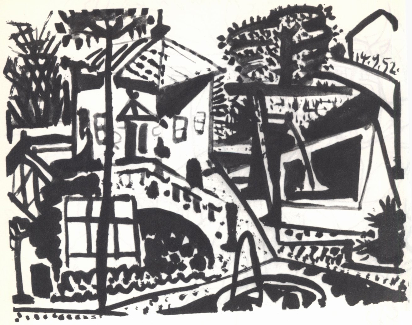 88. Дом в Валлорисе. 1952. Рисунок. 50,5×66. Париж. Собрание галереи Л. Лерис