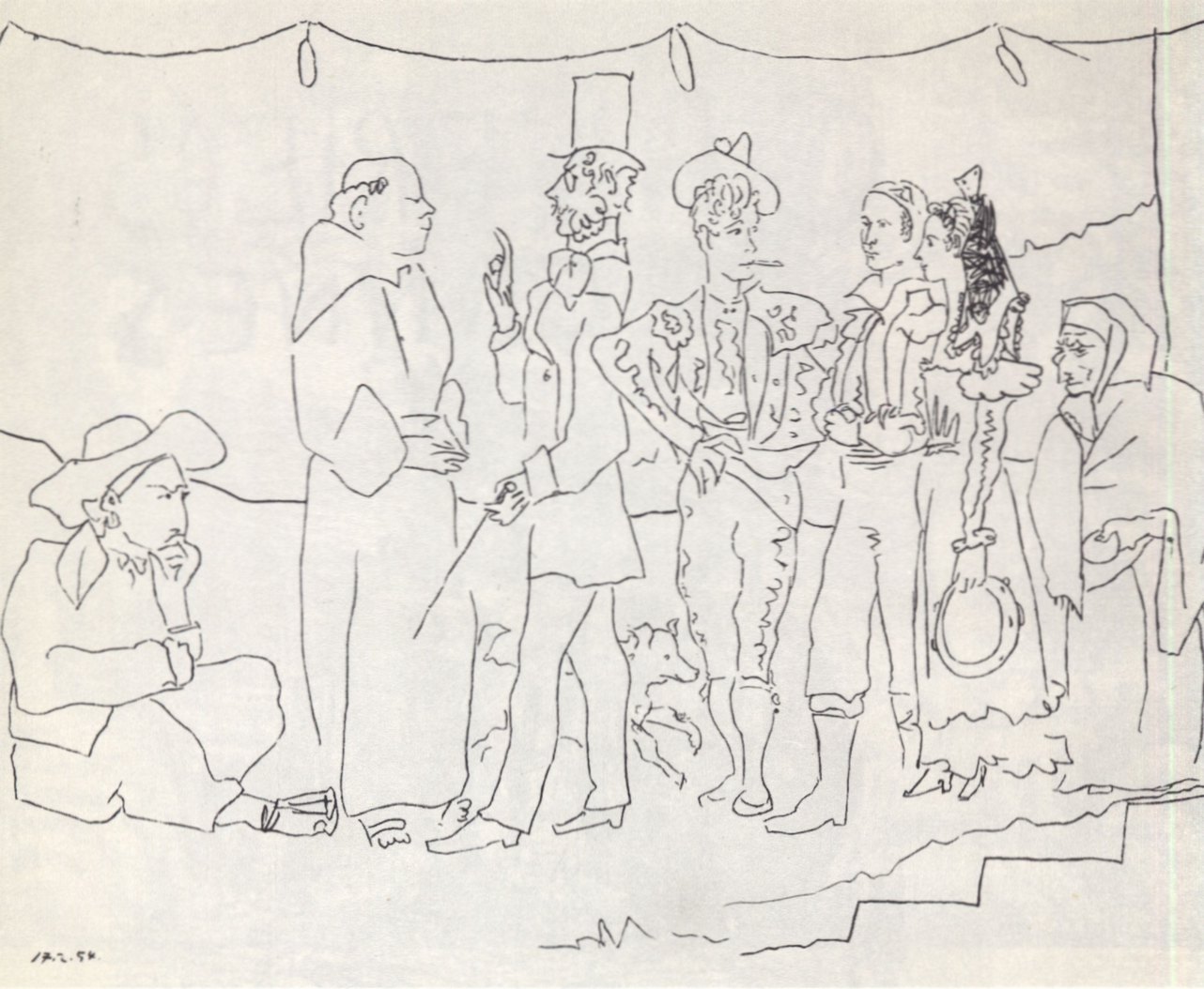 92. Группа актеров. 1954. Литография. 49×64