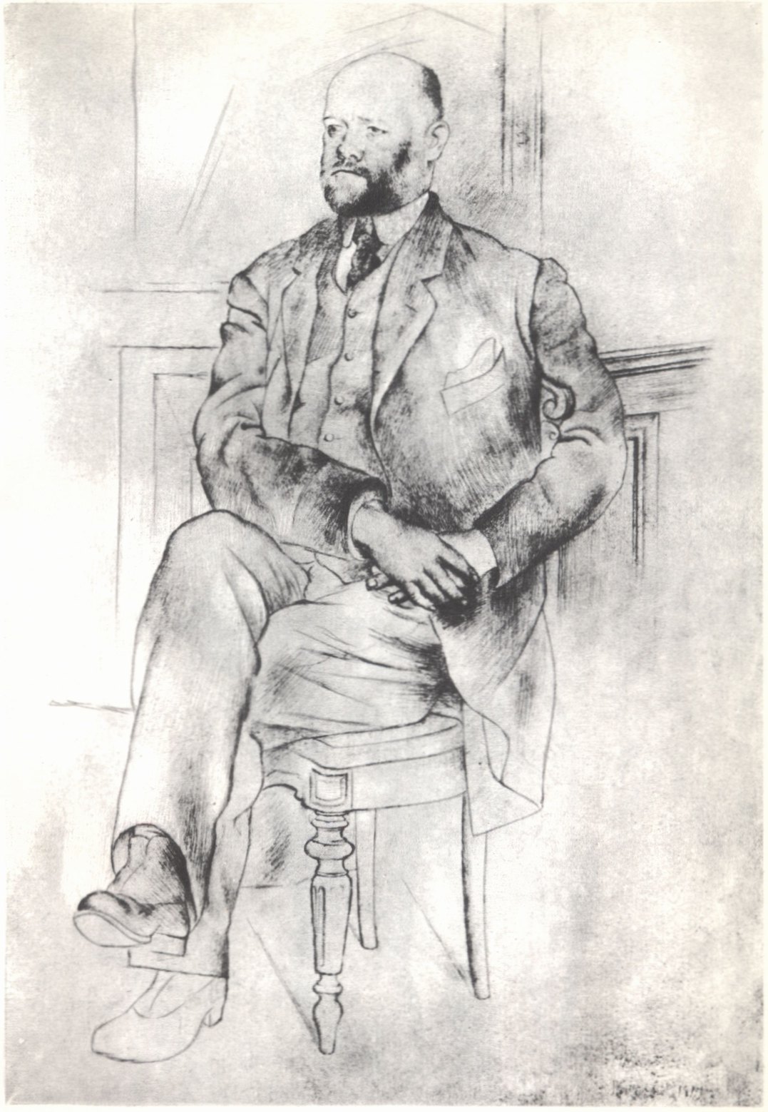 16. Портрет Амброаза Воллара. 1915. Рисунок. 46,5×32. Нью-Йорк. Метрполитен-музей