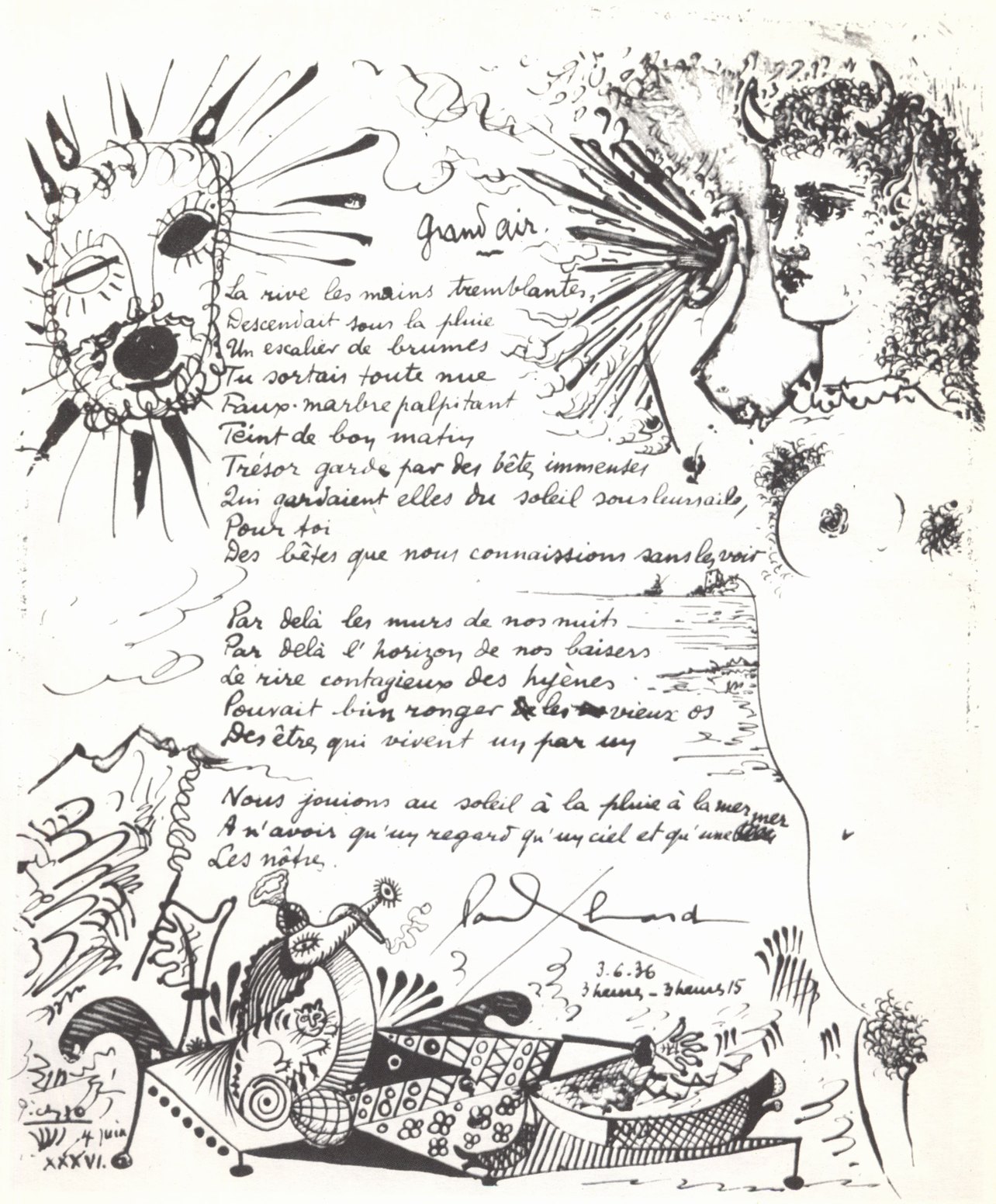 47. Иллюстрация к поэме Элюара «Большой воздух». 1936. Офорт. 41,5×31,5