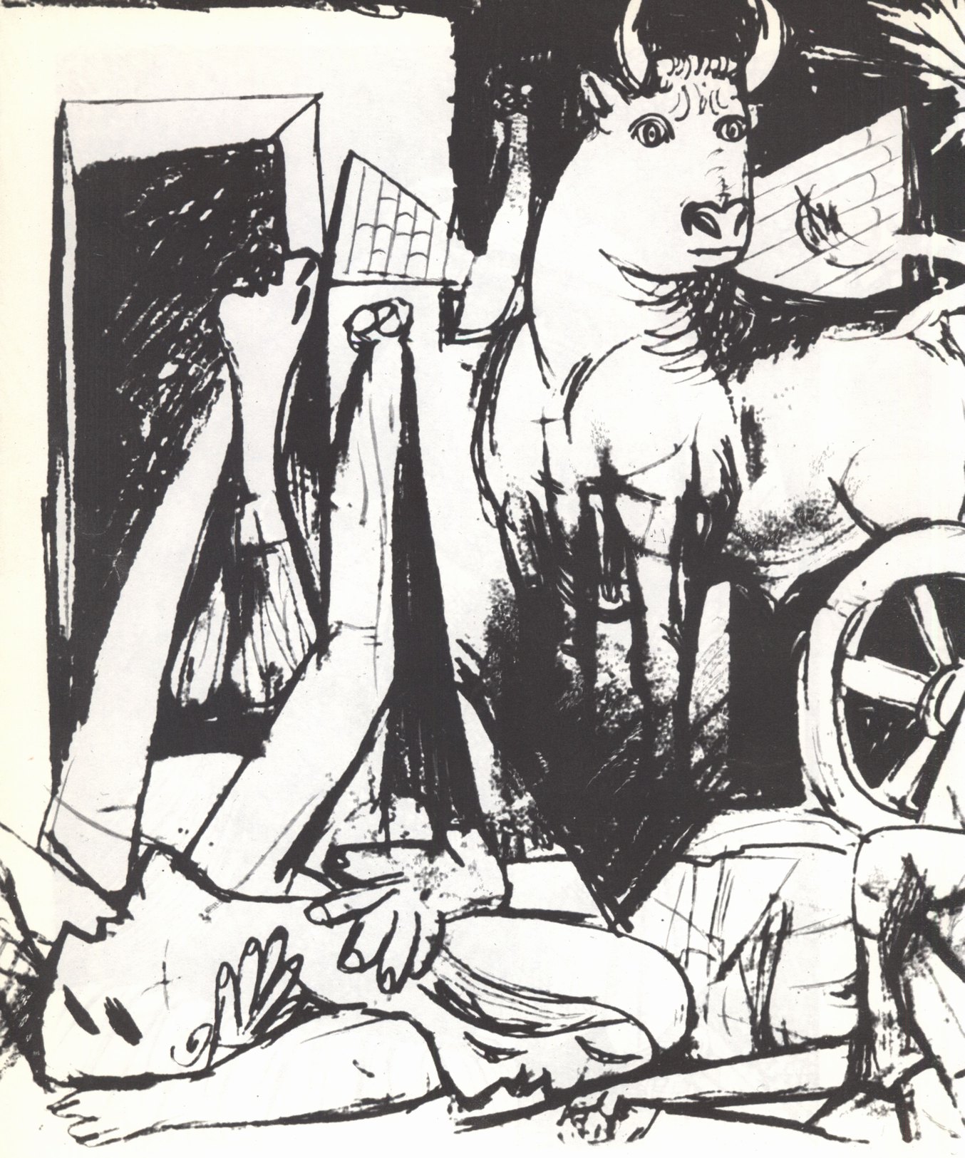 56. Эскиз для панно «Герника». 1937. Уголь. 24×45. Собственность художника