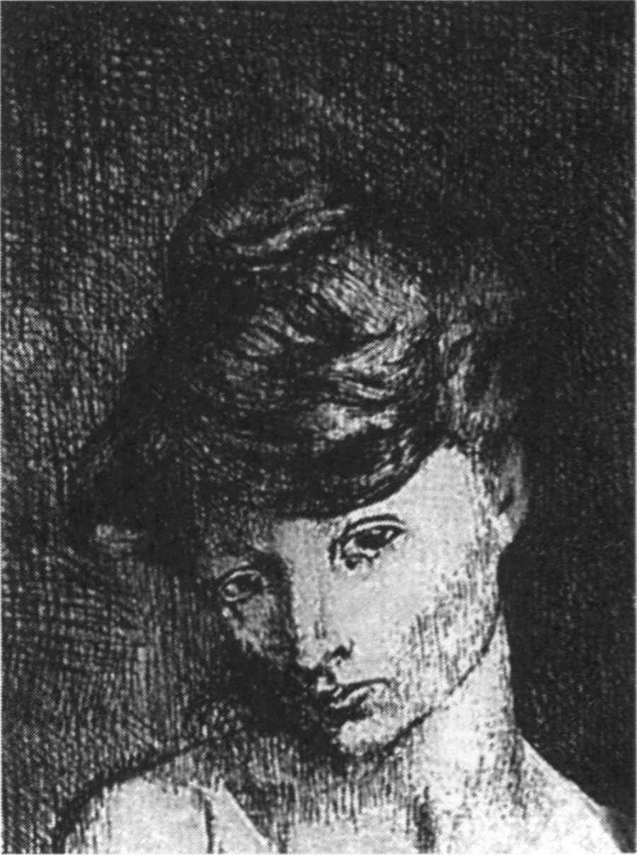 Голова женщины. Январь 1905. Гравюра, 7x4