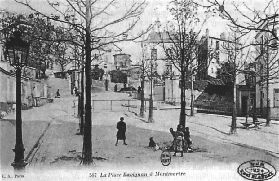 Площадь Равиньян на Монмартре. Почтовая открытка, 1903
