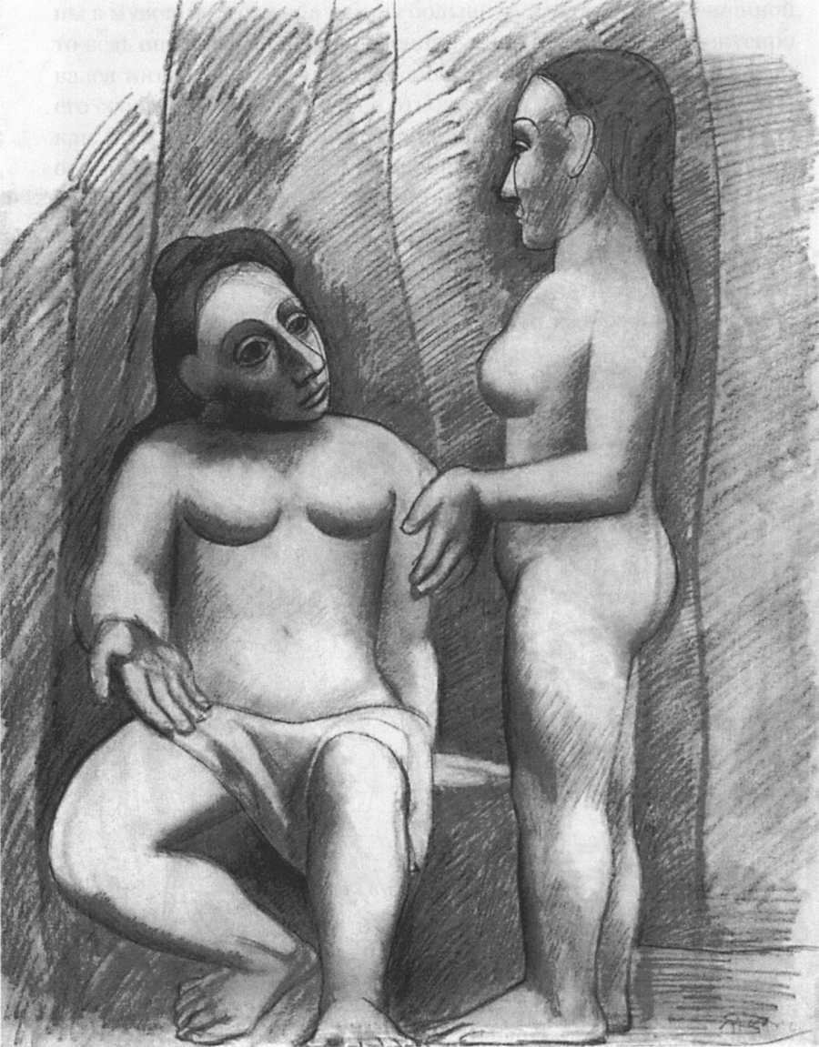 Женщина сидящая и женщина стоящая. 1906. Бумага, уголь, 24x18