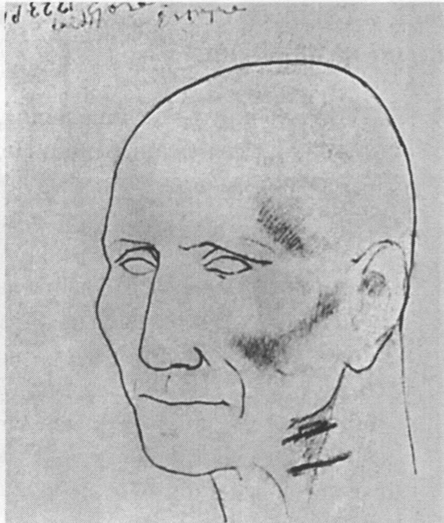Голова Жозепа Фонтдевилы. Госоль, 1906. Бумага, карандаш. 17x13