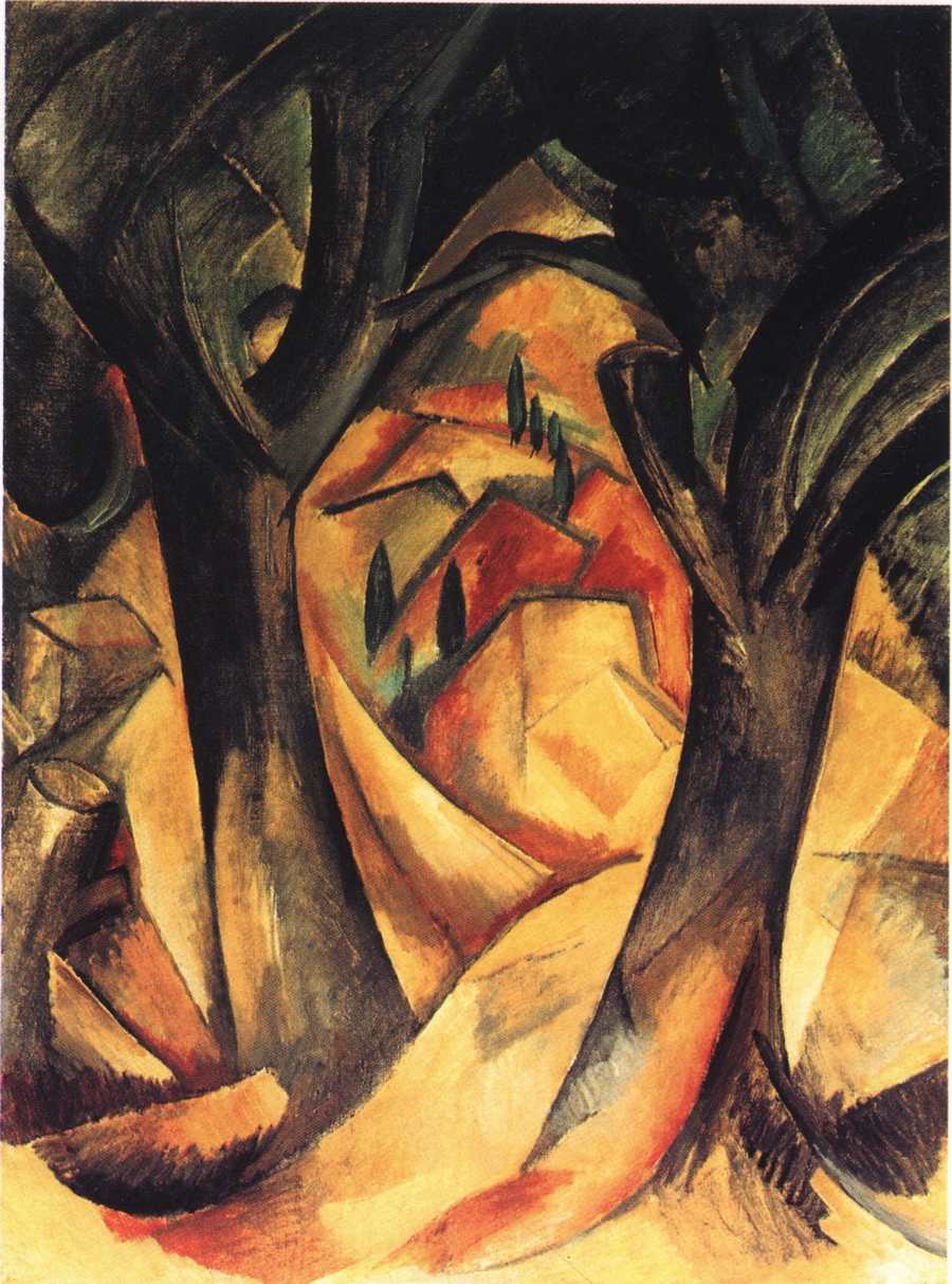 Жорж Брак. Деревья в L'Estaque. Август 1908. Холст, масло, 31x24