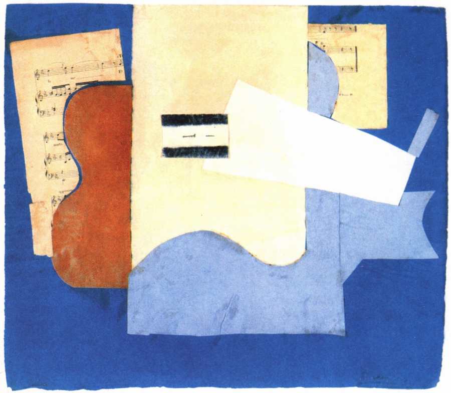 Партитура а гитара. Осень 1912. Мартон, пастель и прикрашенная бумага, 17x19
