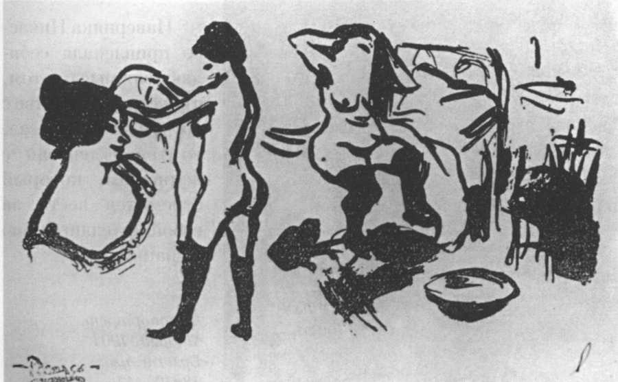 Без названия (Обнаженные женщины в чулках). 1900. Карандаш, тушь