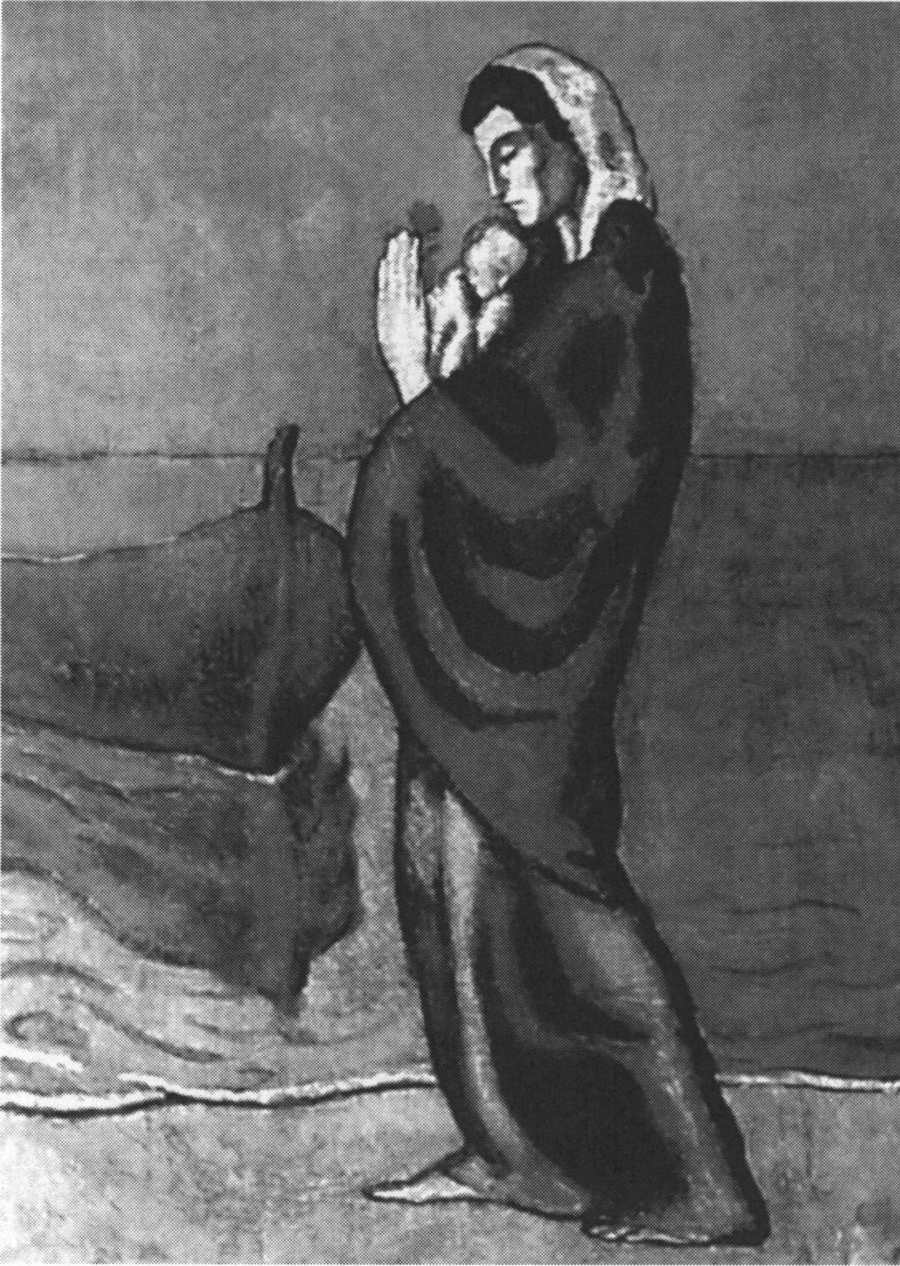Женщина у моря (Мать и дитя на берегу). Барселона, 1902. Масло, холст, 32x23