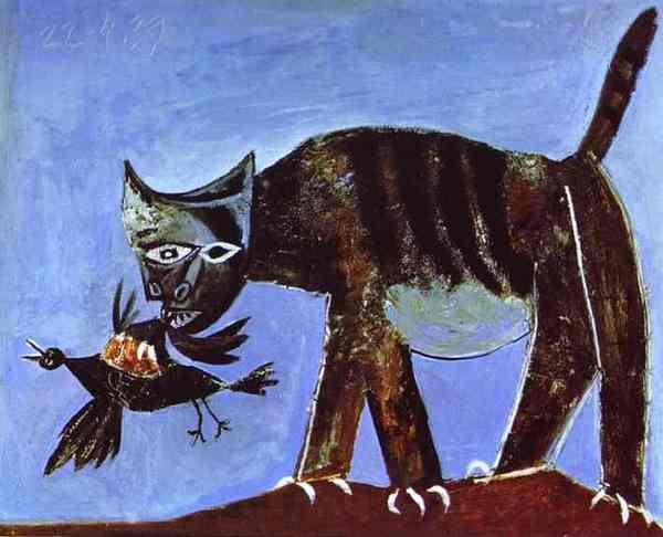 Пабло Пикассо "Кошка, схватившая птицу." (1938 год)