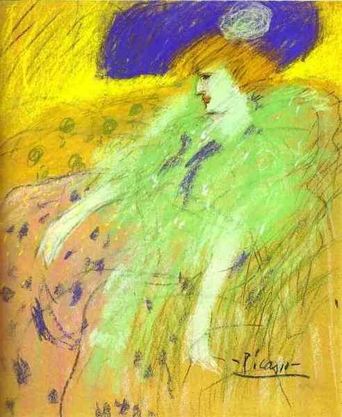 Пабло Пикассо "Женщина в голубой шляпе." (1901 год)