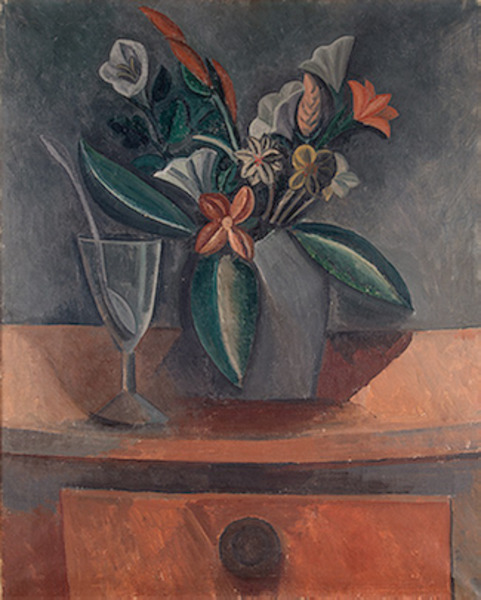 Пабло Пикассо "Букет цветов в сером кувшине." (1908 год)