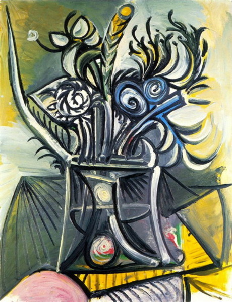 Пабло Пикассо "Ваза цветов на столе 1." (1969 год)