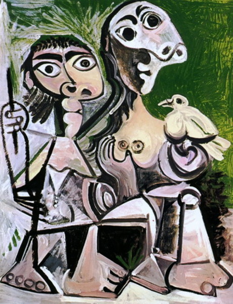 Пабло Пикассо "Пара с птицей." (1970 год)