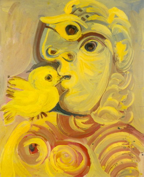 Пабло Пикассо "Бюст женщины с птицей." (1971 год)