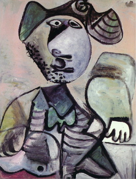 Пабло Пикассо "Облокотившийся сидящий человек" (Мушкетер)." (1972 год)