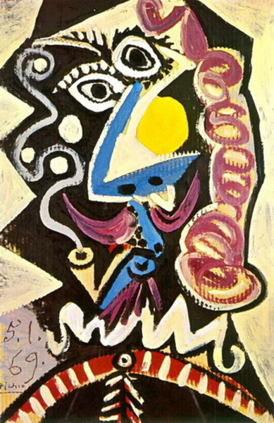 Пабло Пикассо "Голова мужчины с трубкой." (1969 год)