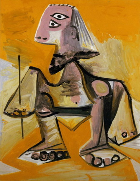 Пабло Пикассо "Мужчина на корточках." (1971 год)