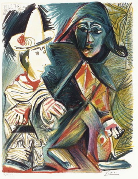 Пабло Пикассо "Пьеро и Арлекин." (1972 год)