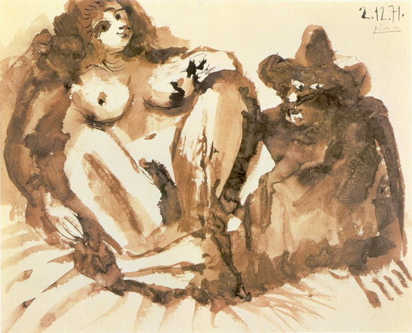 Пабло Пикассо "Обнаженная и сидящий мужчина." (1971 год)