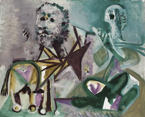 Пабло Пикассо "Сидящий мужчина и кентавр." (1972 год)