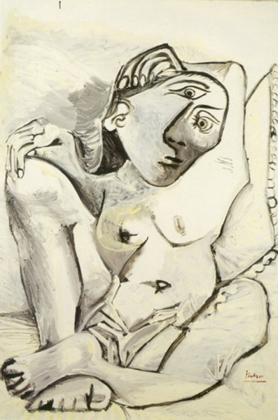 Пабло Пикассо "Женщина на подушке" (Жаклин)." (1969 год)