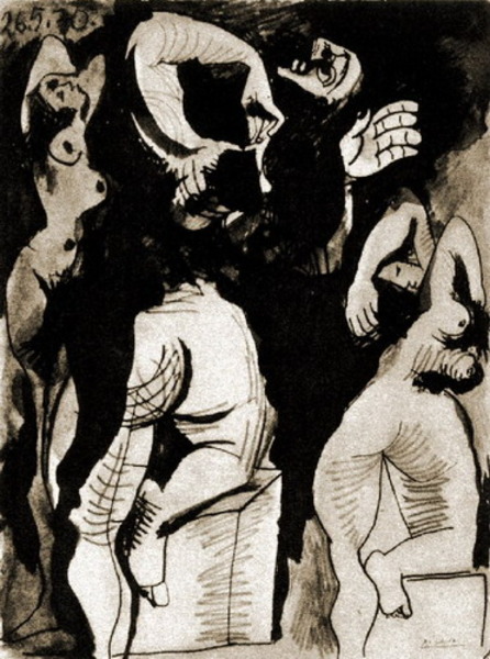 Пабло Пикассо "Трое стоящих обнаженных." (1970 год)