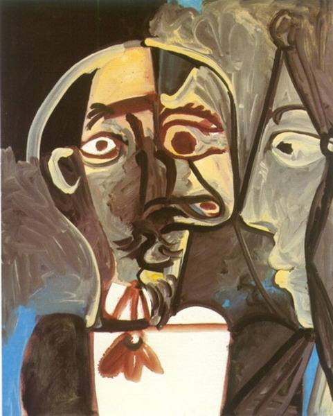Пабло Пикассо "Бюст мужчины и женское лицо в профиль." (1971 год)