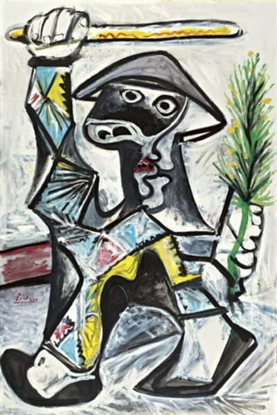 Пабло Пикассо "Арлекин с палкой." (1969 год)