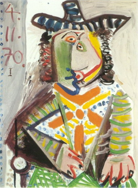 Пабло Пикассо "Бюст мужчины в шляпе." (1970 год)