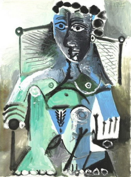 Пабло Пикассо "Обнаженная, сидящая в кресле 1." (1965 год)