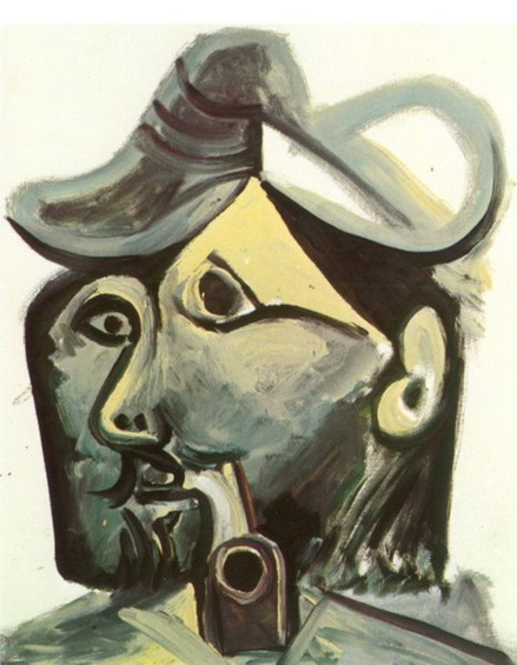 Пабло Пикассо "Голова мужчины с трубкой." (1971 год)