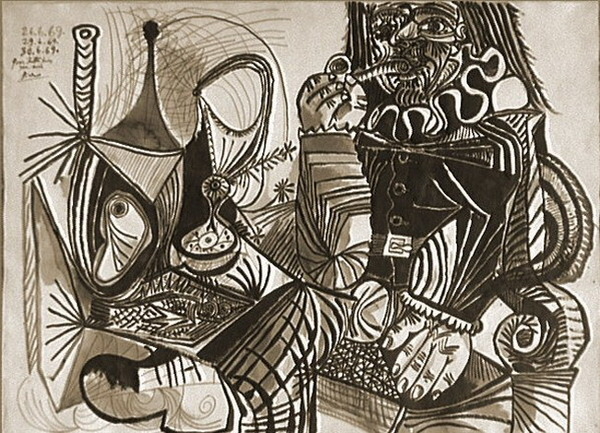 Пабло Пикассо "Курильщик и натюрморт." (1969 год)