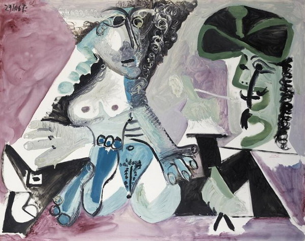 Пабло Пикассо "Мушкетер и лежащая обнаженная." (1967 год)