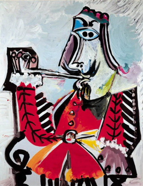 Пабло Пикассо "Сидящий мужчина с трубкой 2." (1969 год)