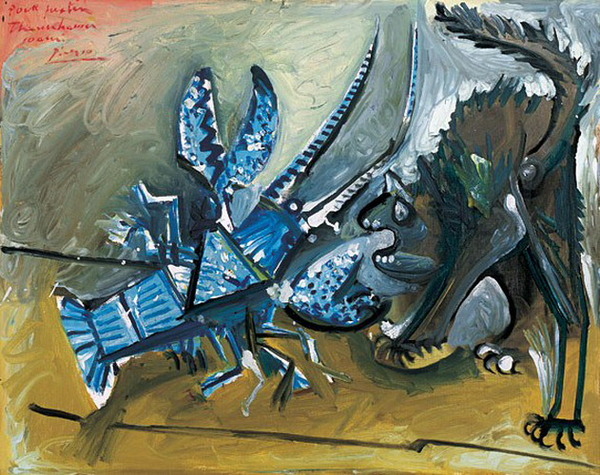 Пабло Пикассо "Омар и кошка." (1965 год)