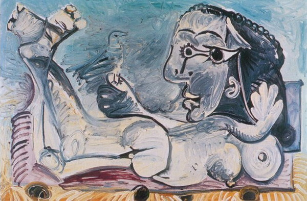 Пабло Пикассо "Лежащая обнаженная с птицей." (1968 год)