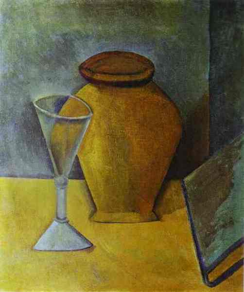 Пабло Пикассо "Горшок, бокал и книга." (1908 год)