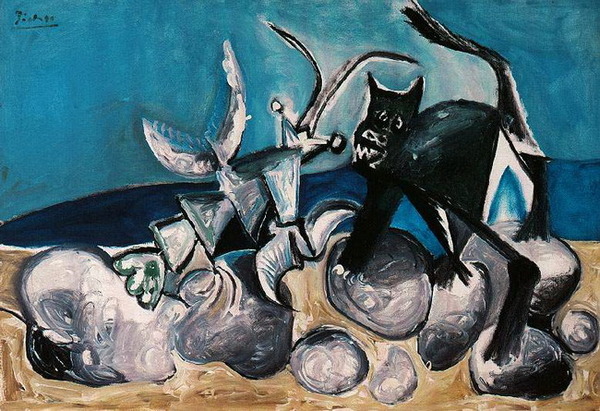 Пабло Пикассо "Кошка и омар на пляже." (1965 год)