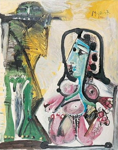Пабло Пикассо "Обнаженная и флейтист." (1967 год)