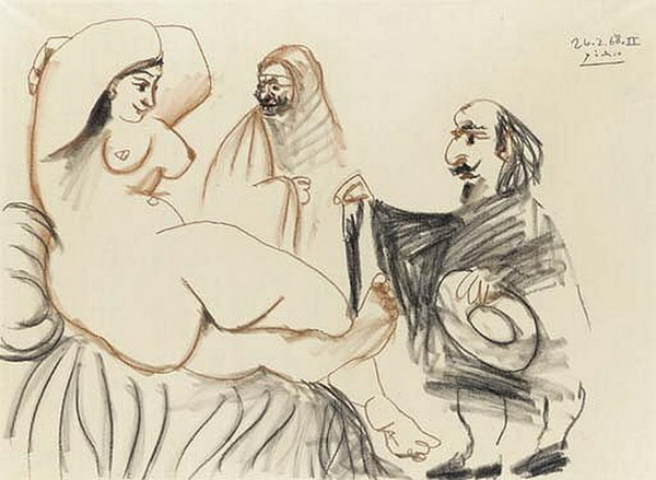 Пабло Пикассо "Мушкетер и куртизанка." (1968 год)